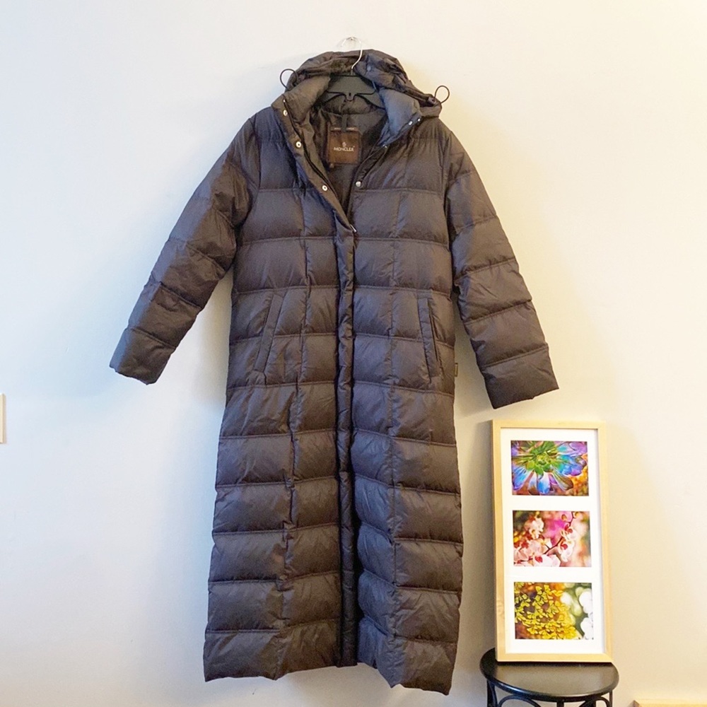 MONCLER | Dark Brown Down Filled Full length puffer winter coat women’s Small